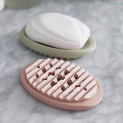 Owalna mydelniczka silikonowa z ociekaczem.