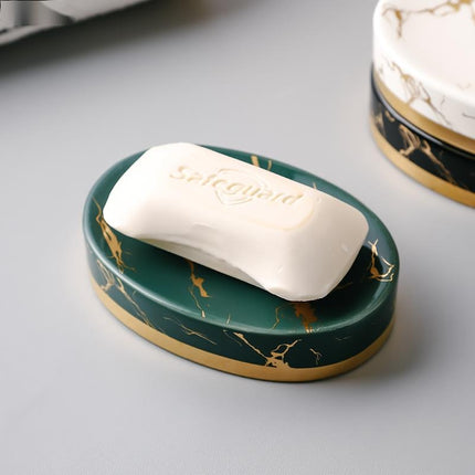 Owalna mydelniczka z efektem czarnego marmuru