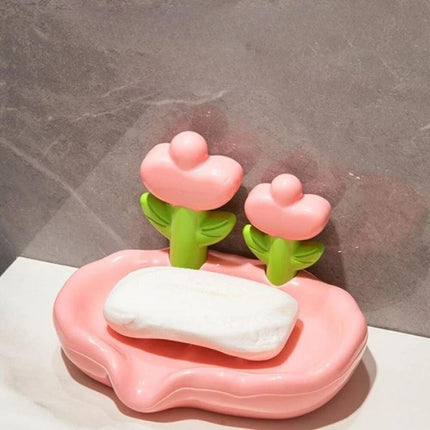 Ceramiczna mydelniczka w kształcie kwiatka