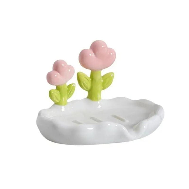 Ceramiczna mydelniczka w kształcie kwiatka