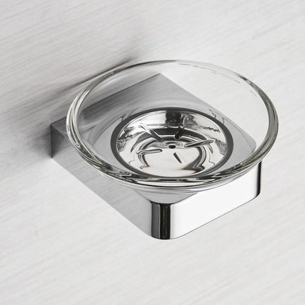 Mała okrągła mydelniczka ścienna chromowana
