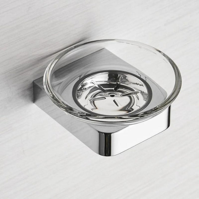 Mała okrągła mydelniczka ścienna chromowana
