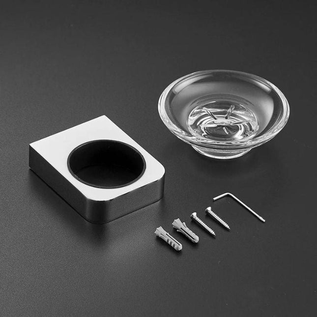 Mała okrągła mydelniczka ścienna chromowana