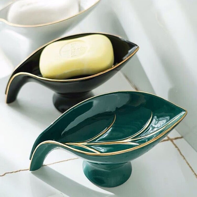 Ozdobna mydelniczka ceramiczna w kształcie liścia