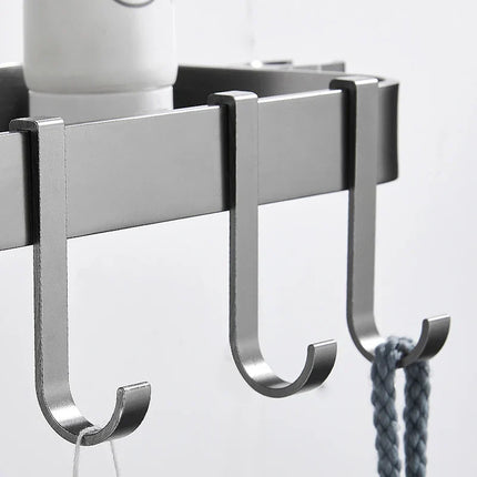 Czarna półka na drążek prysznicowy organizer