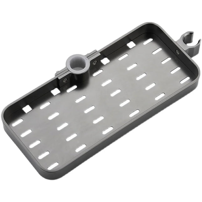 Czarna półka na drążek prysznicowy organizer