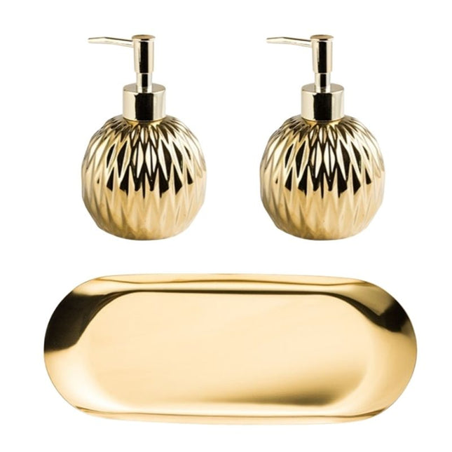 Złoty ozdobny dozownik do mydła glamour.