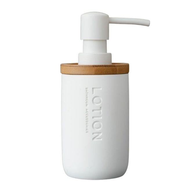 Dozownik na mydło z bambusową pompką.