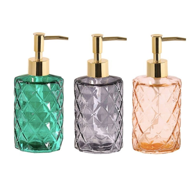 Elegancki szklany dozownik na mydło.