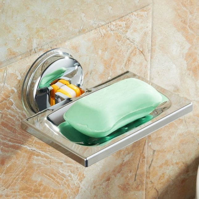 Prostokątna mydelniczka na przyssawkę do łazienki.