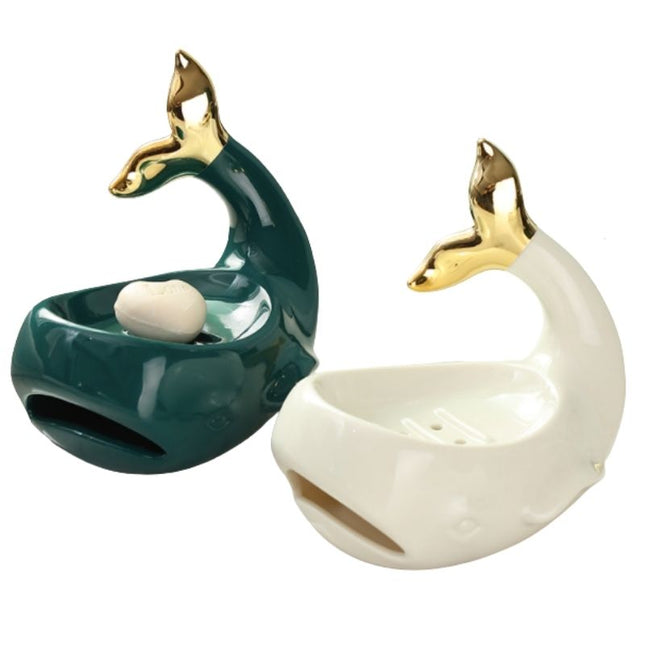 Ceramiczna mydelniczka w kształcie wieloryba