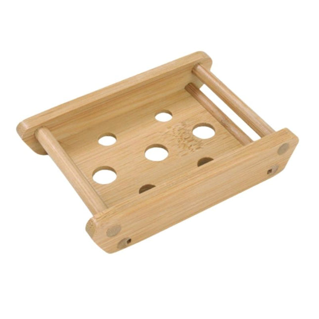 Bambusowa mydelniczka z ociekaczem do łazienki.