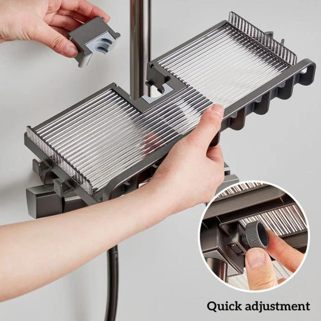 Mydelniczka na drążek prysznicowy regulowana