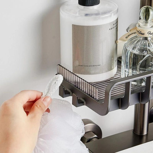 Mydelniczka na drążek prysznicowy regulowana