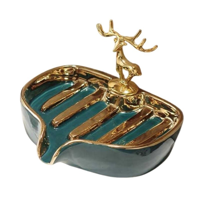 Ceramiczna mydelniczka ze złotym jeleniem