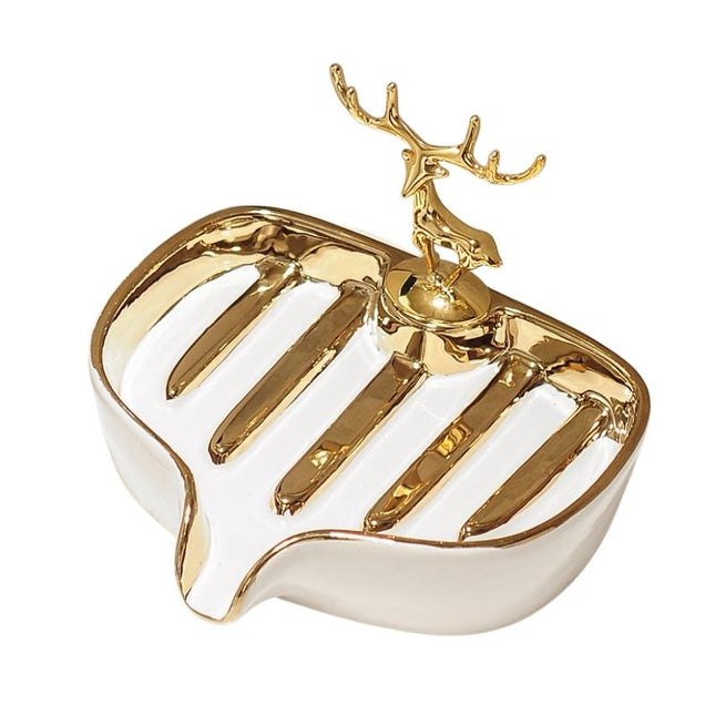 Ceramiczna mydelniczka ze złotym jeleniem
