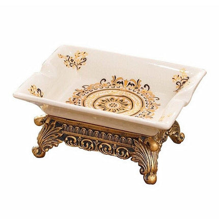 Złota mydelniczka ceramiczna w stylu retro