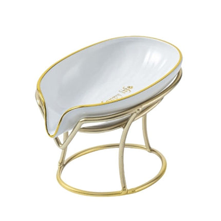 Złota mydelniczka ceramiczna na stojaku