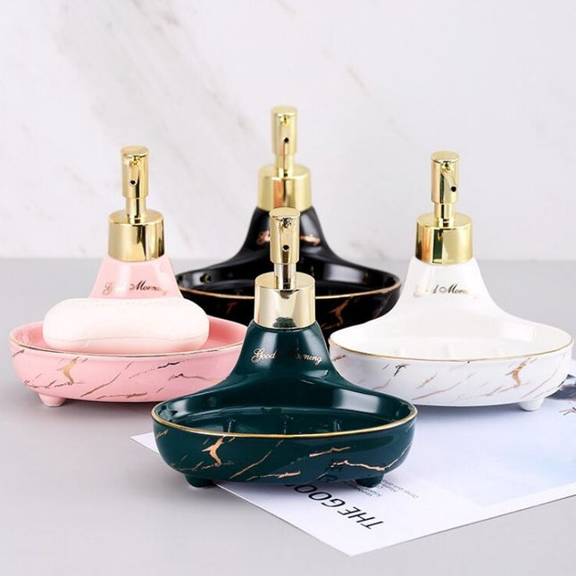 Dozownik z mydelniczką efekt marmuru.