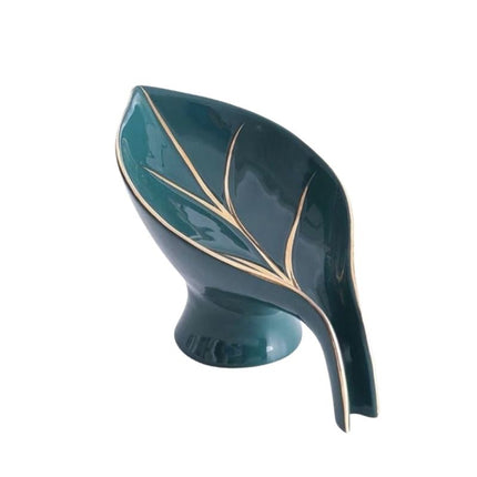 Ozdobna mydelniczka ceramiczna w kształcie liścia