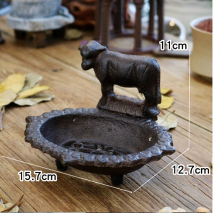 Żeliwna mydelniczka retro w kształcie krowy