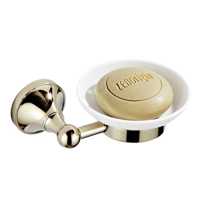 Mosiężna mydelniczka z ceramiczną miseczką