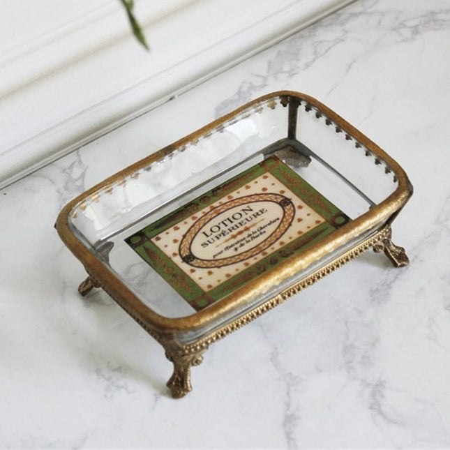 Mosiężna mydelniczka ze szklanym wkładem