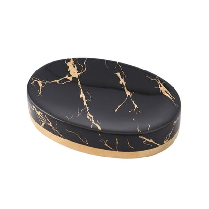 Owalna mydelniczka z efektem czarnego marmuru