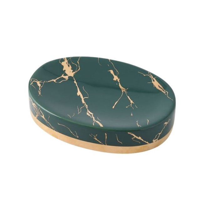 Owalna mydelniczka z efektem czarnego marmuru