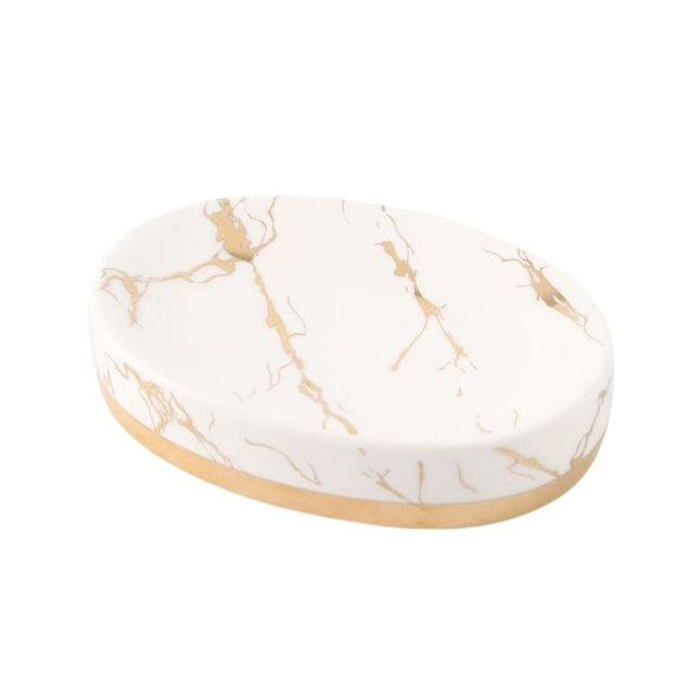 Owalna mydelniczka z efektem czarnego marmuru