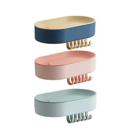 Mydelniczka ścienna z wieszakami bez wiercenia