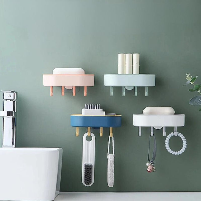 Mydelniczka ścienna z wieszakami bez wiercenia