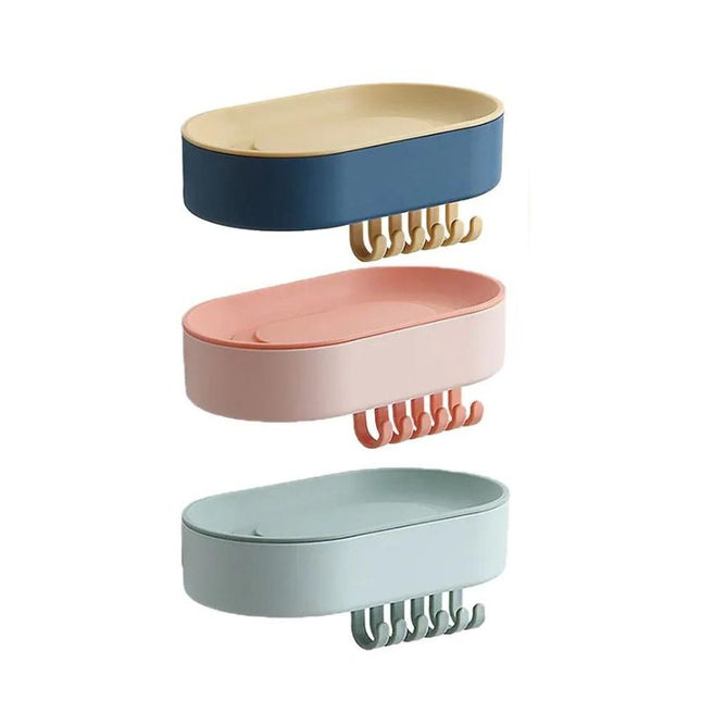 Mydelniczka ścienna z wieszakami bez wiercenia