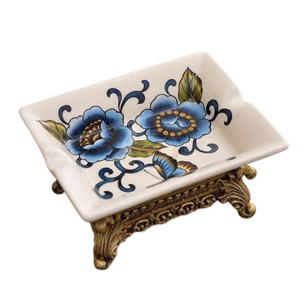 Ceramiczna mydelniczka retro z motywem kwiatowym