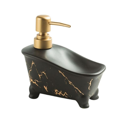 Dozownik do mydła w kształcie wanny.