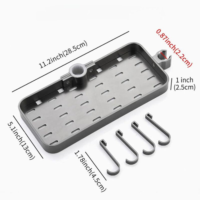 Czarna półka na drążek prysznicowy organizer