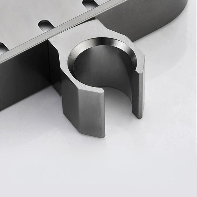 Czarna półka na drążek prysznicowy organizer