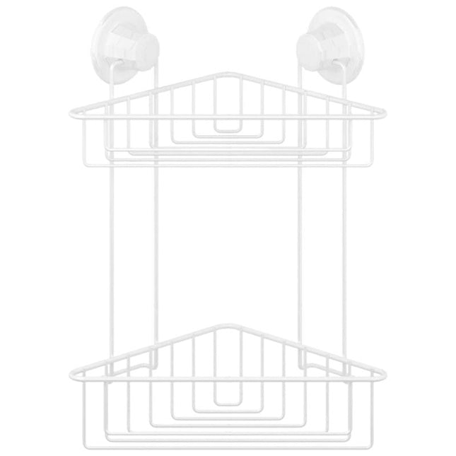 Dwupoziomowa narożna półka prysznicowa wisząca.