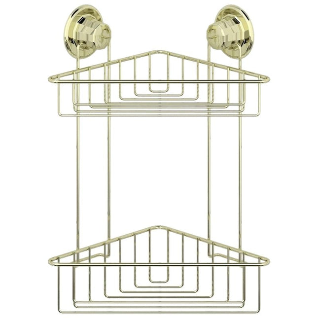 Dwupoziomowa narożna półka prysznicowa wisząca.