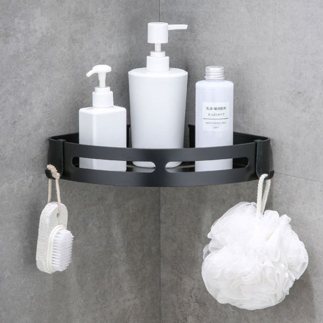 Czarna narożna półka pod prysznic