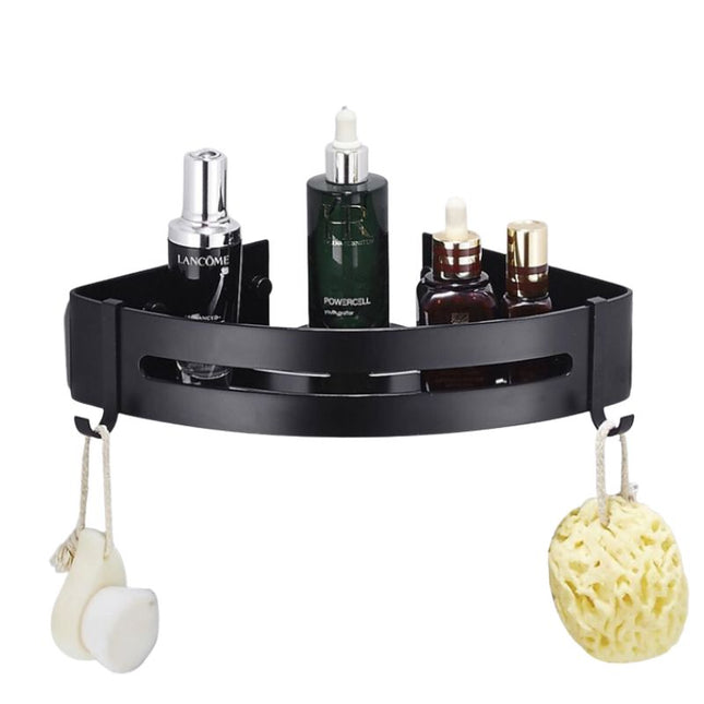 Czarna narożna półka pod prysznic